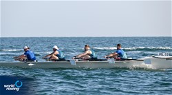 Shay Dunne (b), David Collard, Jack Doyle, Peter Doyle (s), Martin Murphy (c), Coastal Men's Coxed Quadruple Sculls, Wicklow Rowing Club, Ireland, 2023 World Rowing Coastal Championships, Barletta, Italy / © Detlev Seyb / MyRowingPhoto.com