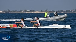 Amanda Gil Camacho (b), Patricio Rojas Aznar (s), Coastal Mixed Double Sculls, Real circulo de labradores de Sevilla, Spain, 2023 World Rowing Coastal Championships, Barletta, Italy / © Detlev Seyb / MyRowingPhoto.com