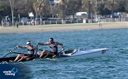 Matthew Dunham (b), Jackie Kiddle (s), Coastal Mixed Double Sculls, New Zealand Rowing, New Zealand, 2023 World Rowing Coastal Championships, Barletta, Italy / © Detlev Seyb / MyRowingPhoto.com