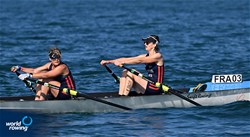 Fabienne Courtois (b), Patricia Goupil (s), Coastal Women's Double Sculls, Societe Nautique De La Baie De Saint-Malo, France, 2023 World Rowing Coastal Championships, Barletta, Italy / © Detlev Seyb / MyRowingPhoto.com
