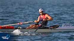 Christopher Bak, Coastal Men's Solo, Next Level Rowing, United States of America, 2023 World Rowing Coastal Championships, Barletta, Italy / © Detlev Seyb / MyRowingPhoto.com