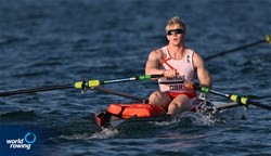 Joshua Watkins, Coastal Men's Solo, Jersey Rowing Club, Great Britain, 2023 World Rowing Coastal Championships, Barletta, Italy / © Detlev Seyb / MyRowingPhoto.com