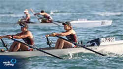 Yuka Ishigaki (b), Koki Ikeda (s), Coastal Mixed Double Sculls, Swift Racing Japan, Japan, 2023 World Rowing Coastal Championships, Barletta, Italy / © Detlev Seyb / MyRowingPhoto.com