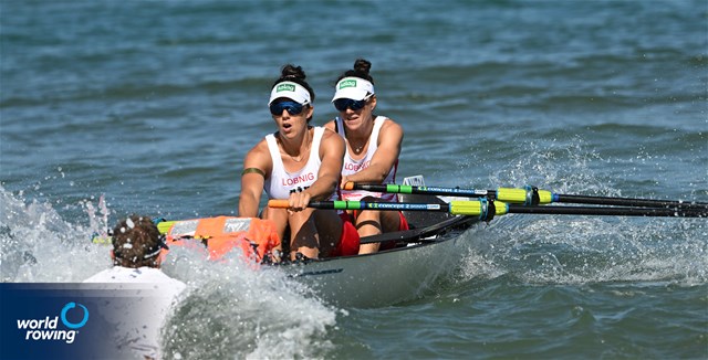 Katharina Lobnig (b), Magdalena Lobnig (s), Coastal Women's Double Sculls, Austrian Rowing Team, Austria, 2023 World Rowing Coastal Championships, Barletta, Italy / © Detlev Seyb / MyRowingPhoto.com