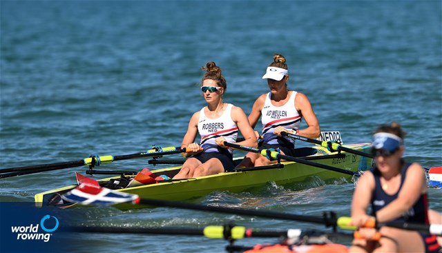 Karien Robbers (b), Janneke Van Der Meulen (s), Coastal Women's Double Sculls, Hollandia RC, Netherlands, 2023 World Rowing Coastal Championships, Barletta, Italy / © Detlev Seyb / MyRowingPhoto.com