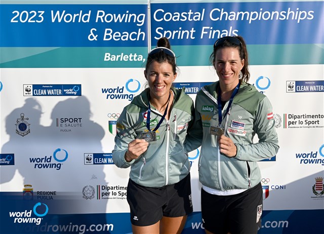 Katharina Lobnig (b), Magdalena Lobnig (s), Coastal Women's Double Sculls, Austrian Rowing Team, Austria, Silver, 2023 World Rowing Coastal Championships, Barletta, Italy / © Detlev Seyb / MyRowingPhoto.com