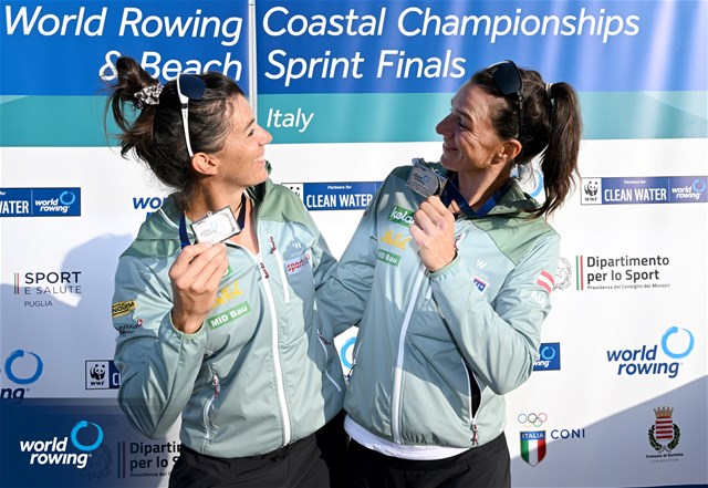 Katharina Lobnig (b), Magdalena Lobnig (s), Coastal Women's Double Sculls, Austrian Rowing Team, Austria, Silver, 2023 World Rowing Coastal Championships, Barletta, Italy / © Detlev Seyb / MyRowingPhoto.com