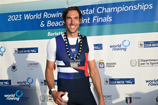 Charles Cousins, Coastal Men's Solo, Mumbles Amateur RC (WSRA), Great Britain, Bronze, 2023 World Rowing Coastal Championships, Barletta, Italy / © Detlev Seyb / MyRowingPhoto.com