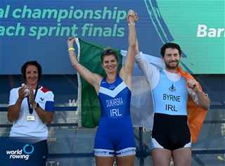 Ronan Byrne (b), Monika Dukarska (s), Coastal Mixed Double Sculls, Composite - Shandon/Portmagee, Ireland, Gold, 2023 World Rowing Coastal Championships, Barletta, Italy / © Detlev Seyb / MyRowingPhoto.com