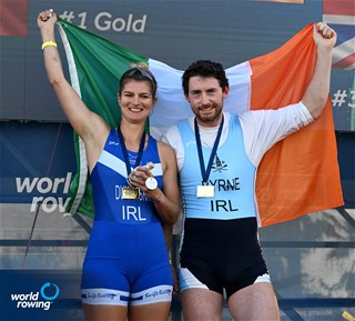 Ronan Byrne (b), Monika Dukarska (s), Coastal Mixed Double Sculls, Composite - Shandon/Portmagee, Ireland, Gold, 2023 World Rowing Coastal Championships, Barletta, Italy / © Detlev Seyb / MyRowingPhoto.com