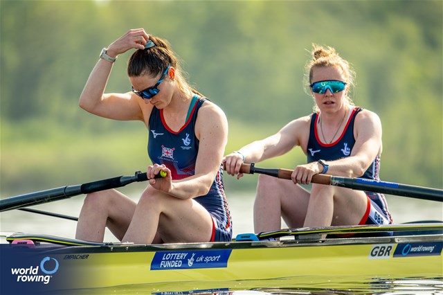 Rebecca Edwards (b), Chloe Brew (s), Women's Pair, Great Britain, 2024 World Rowing Cup I, Varese, Italy / World Rowing / Benedict Tufnell