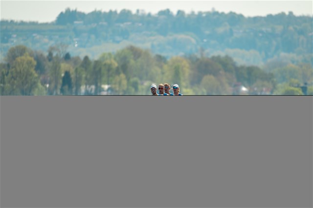 Dmytro Hula (b), Oleh Kravchenko, Sergii Gryn, Oleksii Selivanov (s), Men's Four, Ukraine, 2024 World Rowing Cup I, Varese, Italy / World Rowing / Benedict Tufnell