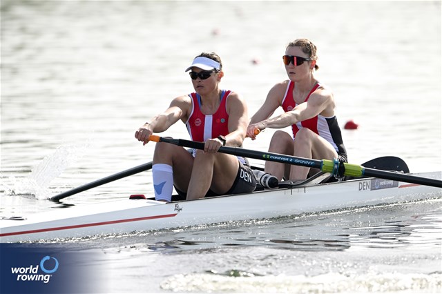 Hedvig Rasmussen (b), Fie Udby Erichsen (s), Women's Pair, Denmark, 2024 World Rowing Cup I, Varese, Italy / Detlev Seyb / MyRowingPhoto.com