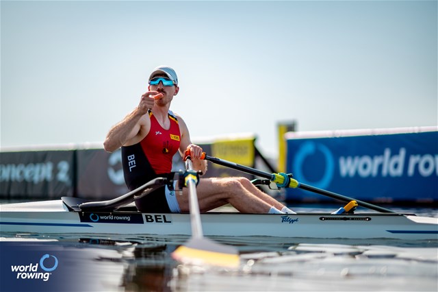 Tim Brys, Men's Single Sculls, Belgium, 2024 World Rowing Cup I, Varese, Italy / World Rowing / Benedict Tufnell