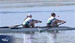 Fiona Murtagh (b), Aifric Keogh (s), Women's Pair, Ireland, 2024 World Rowing Cup I, Varese, Italy / Detlev Seyb / MyRowingPhoto.com