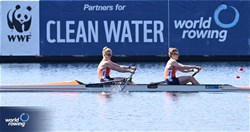 Ymkje Clevering (b), Veronique Meester (s), Women's Pair, Netherlands, 2024 World Rowing Cup I, Varese, Italy / Detlev Seyb / MyRowingPhoto.com