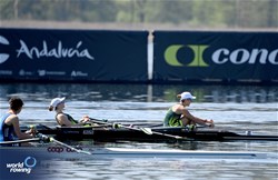 Anneka Reardon (b), Georgia Miansarow (s), Lightweight Women's Double Sculls, Australia, 2024 World Rowing Cup I, Varese, Italy / Maren Derlien/MyRowingPhoto.com