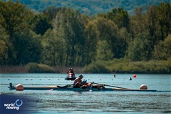 Lisa Scheenaard (b), Martine Veldhuis (s), Women's Double Sculls, Netherlands, 2024 World Rowing Cup I, Varese, Italy / World Rowing / Benedict Tufnell