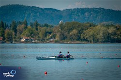 Emily Craig (b), Imogen Grant (s), Lightweight Women's Double Sculls, Great Britain, 2024 World Rowing Cup I, Varese, Italy / World Rowing / Benedict Tufnell