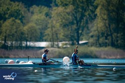Emily Craig (b), Imogen Grant (s), Lightweight Women's Double Sculls, Great Britain, 2024 World Rowing Cup I, Varese, Italy / World Rowing / Benedict Tufnell