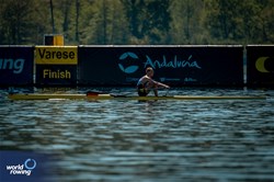 Oliver Zeidler, Men's Single Sculls, Germany, 2024 World Rowing Cup I, Varese, Italy / World Rowing / Benedict Tufnell