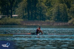 Simon Van Dorp, Men's Single Sculls, Netherlands, 2024 World Rowing Cup I, Varese, Italy / World Rowing / Benedict Tufnell