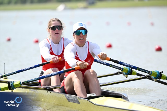 Nina Wettstein (b), Jeannine Gmelin (s), Women's Double Sculls, Switzerland, 2024 European Rowing Championships, Szeged, Hungary © Detlev Seyb / MyRowingPhoto.com