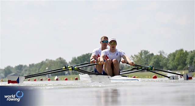 Jakub Podrazil (b), Jan Cincibuch (s), Men's Double Sculls, Czechia, 2024 European Rowing Championships, Szeged, Hungary © Detlev Seyb / MyRowingPhoto.com