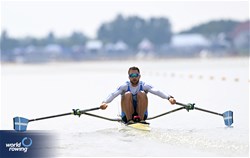 Stefanos Ntouskos, Men's Single Sculls, Greece, 2024 European Rowing Championships, Szeged, Hungary © Detlev Seyb / MyRowingPhoto.com
