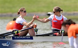 Olivia Nacht (b), Eline Rol (s), Lightweight Women's Double Sculls, Switzerland, 2024 European Rowing Championships, Szeged, Hungary © Detlev Seyb / MyRowingPhoto.com