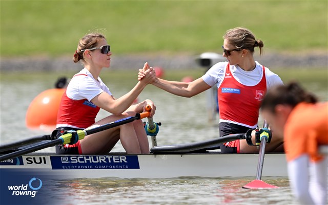 Olivia Nacht (b), Eline Rol (s), Lightweight Women's Double Sculls, Switzerland, 2024 European Rowing Championships, Szeged, Hungary © Detlev Seyb / MyRowingPhoto.com
