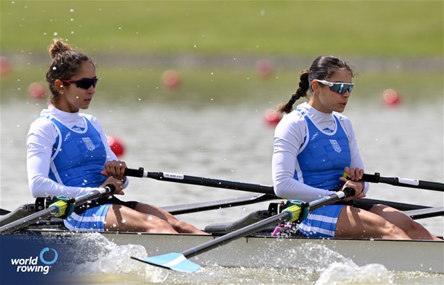 Dimitra Eleni Kontou (b), Zoi Fitsiou (s), Lightweight Women's Double Sculls, Greece, 2024 European Rowing Championships, Szeged, Hungary © Detlev Seyb / MyRowingPhoto.com