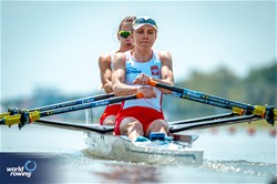 Jessika Sobocinska (b), Zuzanna Jasinska (s), Lightweight Women's Double Sculls, Poland, 2024 European Rowing Championships, Szeged, Hungary © World Rowing / Benedict Tufnell