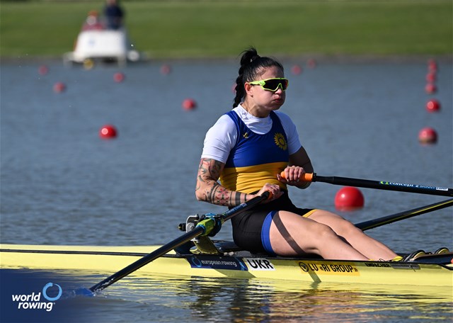 Yevheniia Dovhodko, Women's Single Sculls, Ukraine, 2024 World Rowing European Olympic and Paralympic Qualification Regatta, Szeged, Hungary © Detlev Seyb / MyRowingPhoto.com