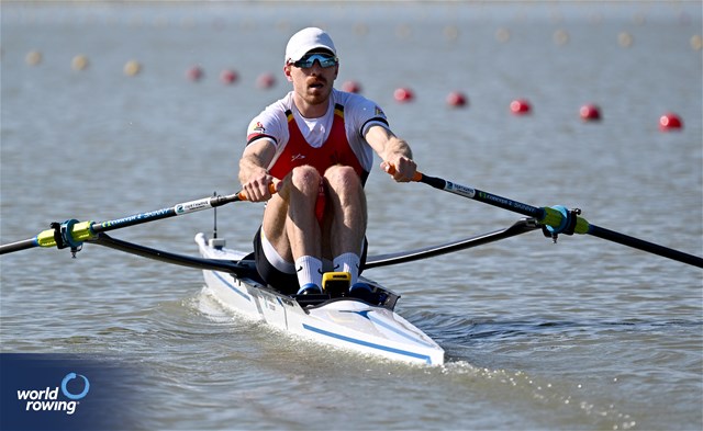 Tim Brys, Men's Single Sculls, Belgium, 2024 World Rowing European Olympic and Paralympic Qualification Regatta, Szeged, Hungary © Detlev Seyb / MyRowingPhoto.com