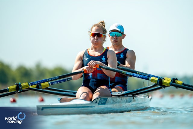 Samuel Murray (b), Annabel Caddick (s), PR3 Mixed Double Sculls, Great Britain, 2024 European Rowing Championships, Szeged, Hungary © World Rowing / Benedict Tufnell