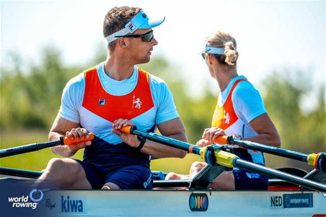Esther Van Der Loos (b), Cornelis De Koning (s), PR2 Mixed Double Sculls, Netherlands, 2024 European Rowing Championships, Szeged, Hungary © World Rowing / Benedict Tufnell