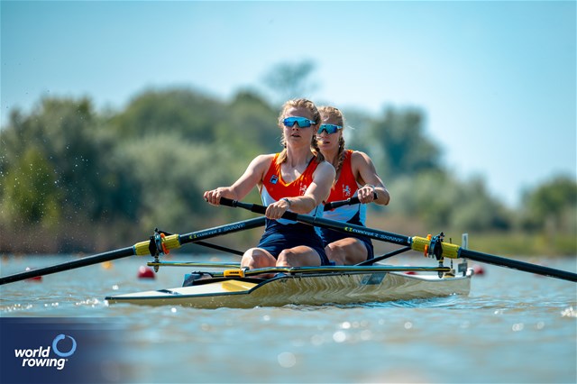 Linn Van Aanholt (b), Vera Sneijders (s), Women's Pair, Netherlands, 2024 European Rowing Championships, Szeged, Hungary © World Rowing / Benedict Tufnell
