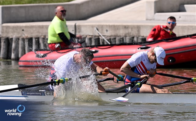 Jiri Simanek (b), Miroslav Vrastil (s), Lightweight Men's Double Sculls, Czechia, 2024 European Rowing Championships, Szeged, Hungary © Detlev Seyb / MyRowingPhoto.com