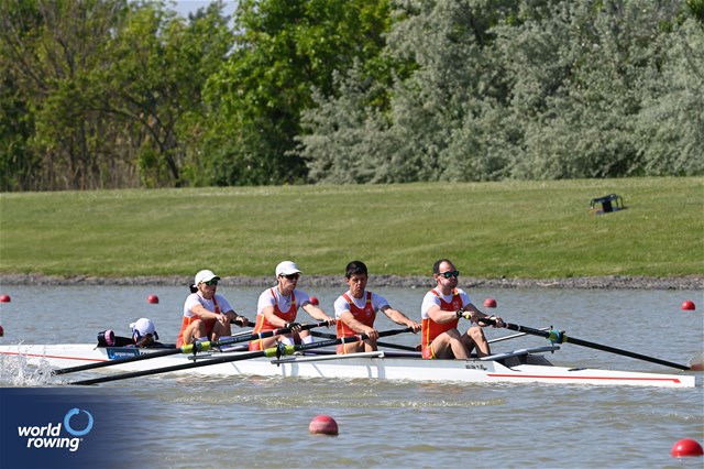 Josefa Benitez Guzman (b), Veronica Rodriguez Pulido, Mario Lopez Barredo, Saul Pena Puente (s), Leonor Garcia Serrano (c), PR3 Mixed Coxed Four , Spain, 2024 European Rowing Championships, Szeged, Hungary © Maren Derlien / MyRowingPhoto.com