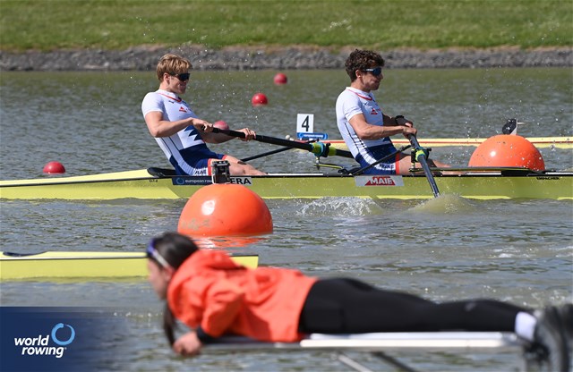 Florian Ludwig (b), Armand Pfister (s), Men's Pair, France, 2024 European Rowing Championships, Szeged, Hungary © Maren Derlien / MyRowingPhoto.com