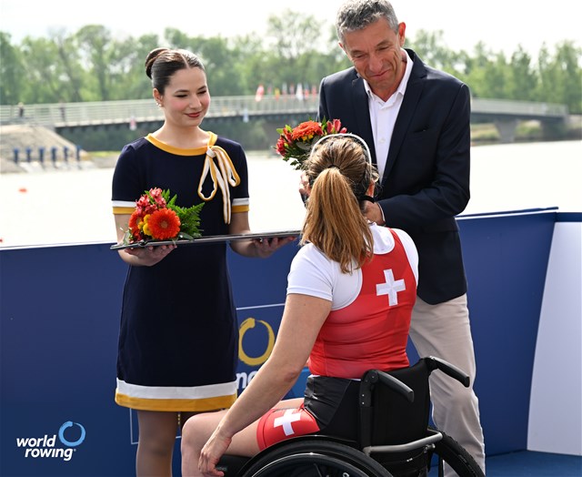 Claire Ghiringhelli, PR1 Womens Single Sculls, Switzerland, Gold, 2024 World Rowing European Olympic and Paralympic Qualification Regatta, Szeged, Hungary © Detlev Seyb / MyRowingPhoto.com