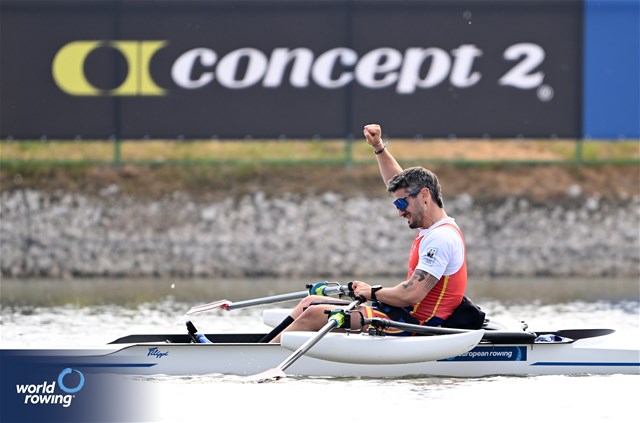 Javier Garcia Martinez, PR1 Mens Single Sculls, Spain, 2024 World Rowing European Olympic and Paralympic Qualification Regatta, Szeged, Hungary © Detlev Seyb / MyRowingPhoto.com