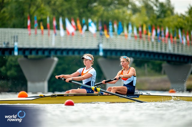 Linn Van Aanholt (b), Vera Sneijders (s), Women's Pair, Netherlands, 2024 European Rowing Championships, Szeged, Hungary © World Rowing / Benedict Tufnell