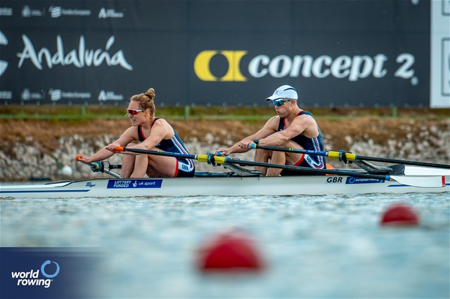Samuel Murray (b), Annabel Caddick (s), PR3 Mixed Double Sculls, Great Britain, 2024 European Rowing Championships, Szeged, Hungary © World Rowing / Benedict Tufnell