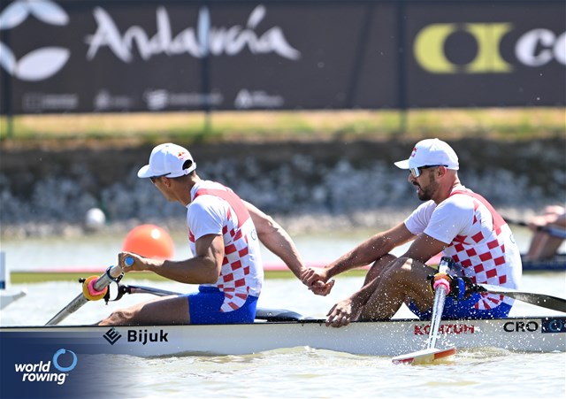 Martin Sinkovic (b), Valent Sinkovic (s), Men's Pair, Croatia, 2024 European Rowing Championships, Szeged, Hungary © Detlev Seyb / MyRowingPhoto.com