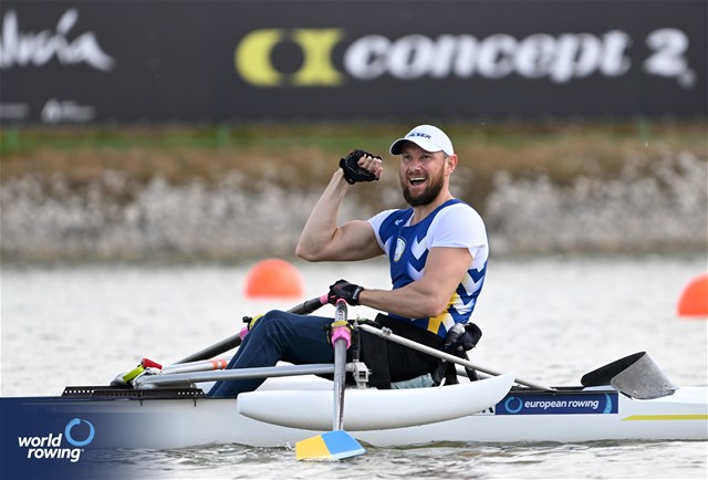 Roman Polianskyi, PR1 Mens Single Sculls, Ukraine, 2024 European Rowing Championships, Szeged, Hungary © Detlev Seyb / MyRowingPhoto.com