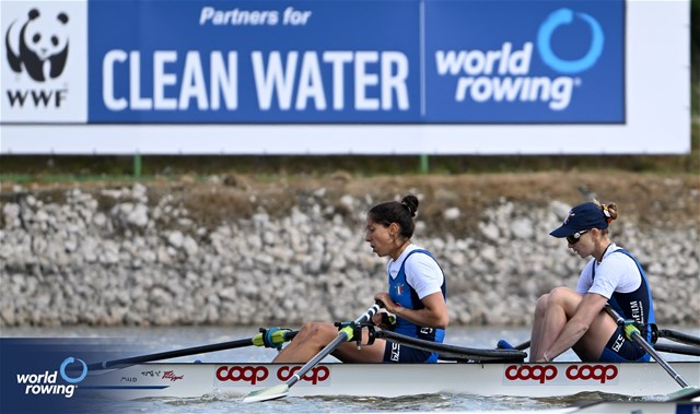 Federica Cesarini (b), Silvia Crosio (s), Lightweight Women's Double Sculls, Italy, 2024 European Rowing Championships, Szeged, Hungary © Detlev Seyb / MyRowingPhoto.com
