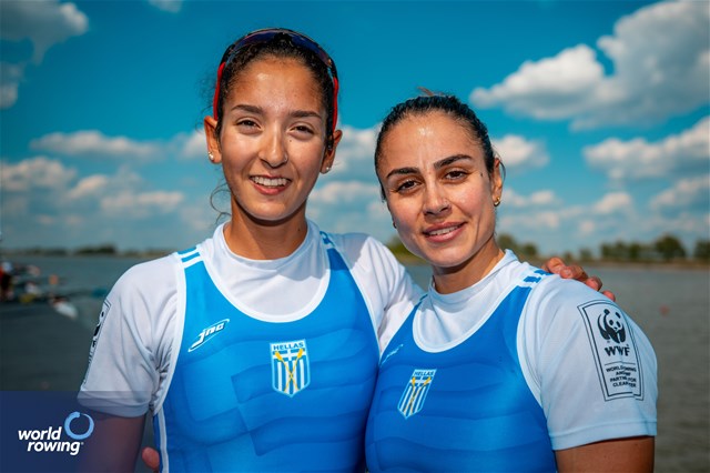 Dimitra Eleni Kontou (b), Zoi Fitsiou (s), Lightweight Women's Double Sculls, Greece, Silver, 2024 European Rowing Championships, Szeged, Hungary © World Rowing / Benedict Tufnell