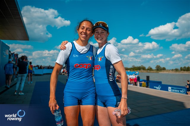Federica Cesarini (b), Silvia Crosio (s), Lightweight Women's Double Sculls, Italy, Bronze, 2024 European Rowing Championships, Szeged, Hungary © World Rowing / Benedict Tufnell